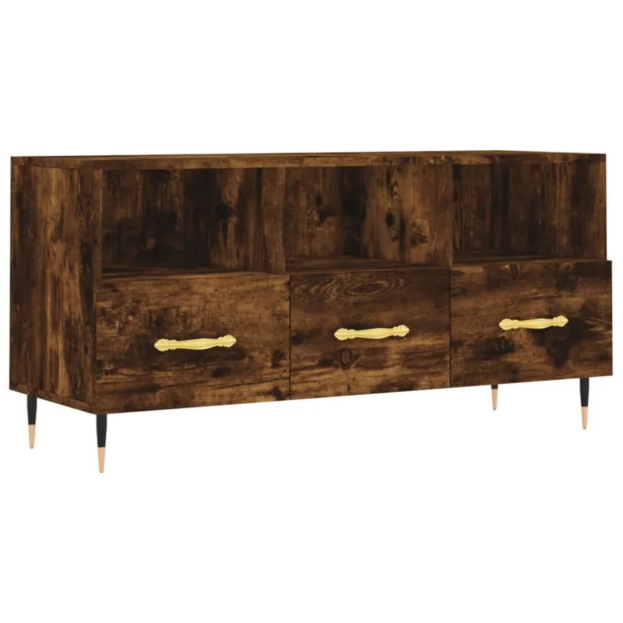 Meuble TV chêne fumé 102x36x50 cm bois d'ingénierie - 2