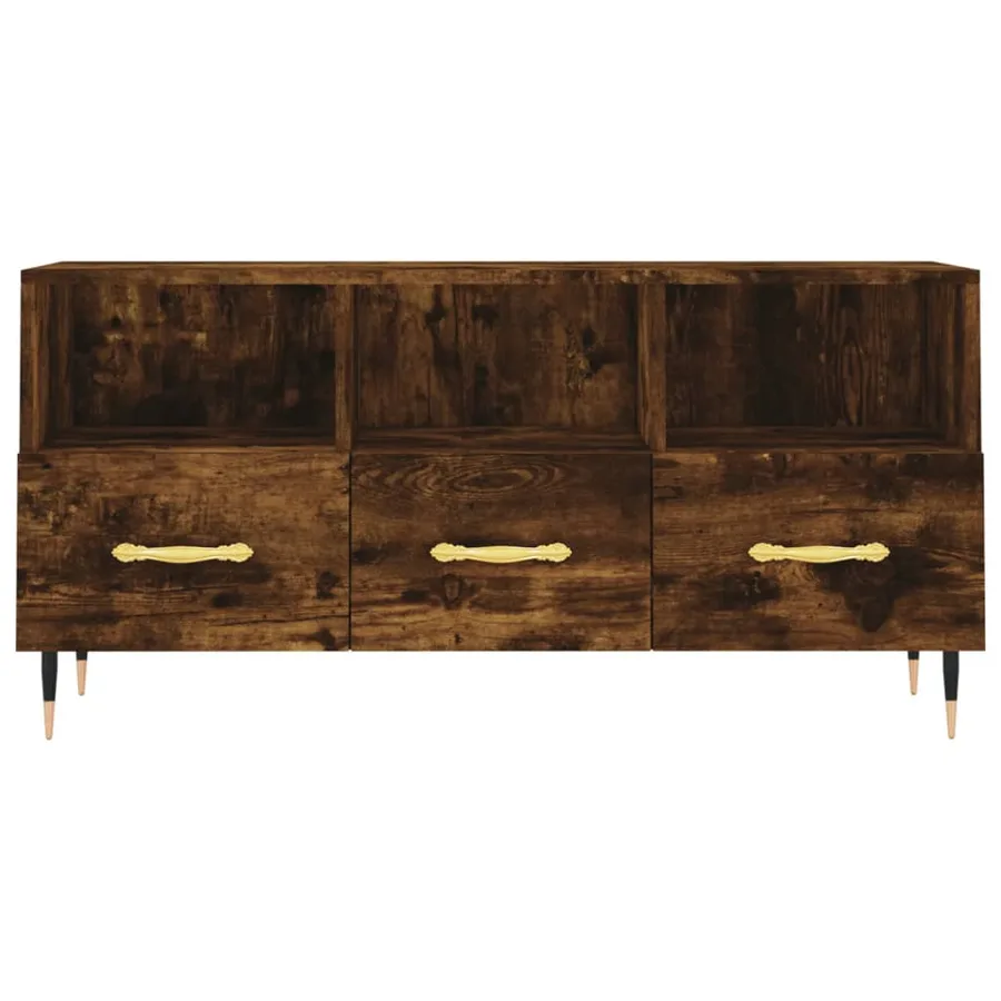 Meuble TV chêne fumé 102x36x50 cm bois d'ingénierie - 5