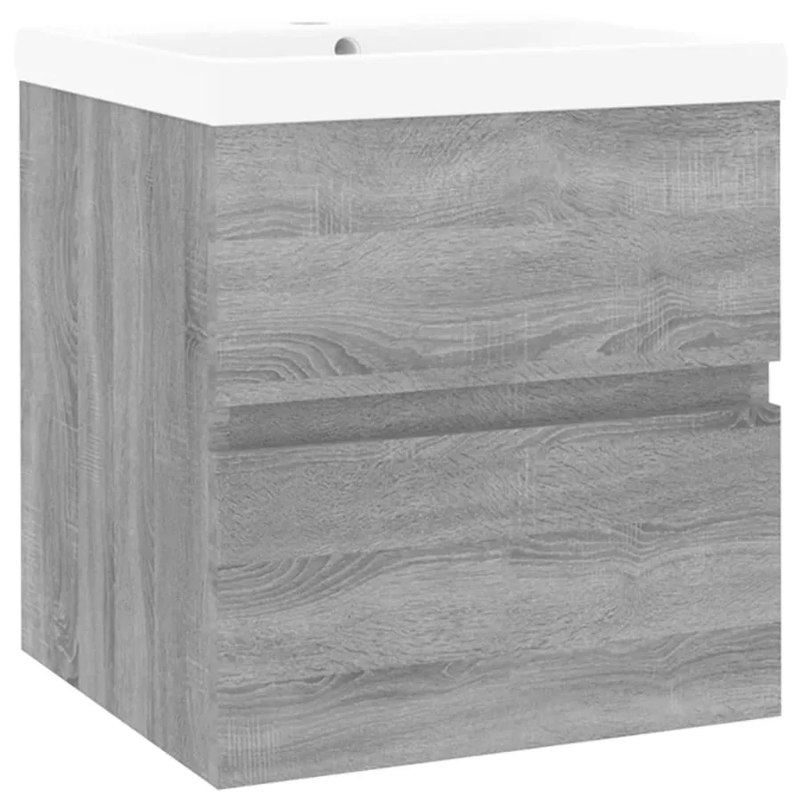 Meuble lavabo avec bassin intégré Sonoma gris Bois d'ingénierie - 2