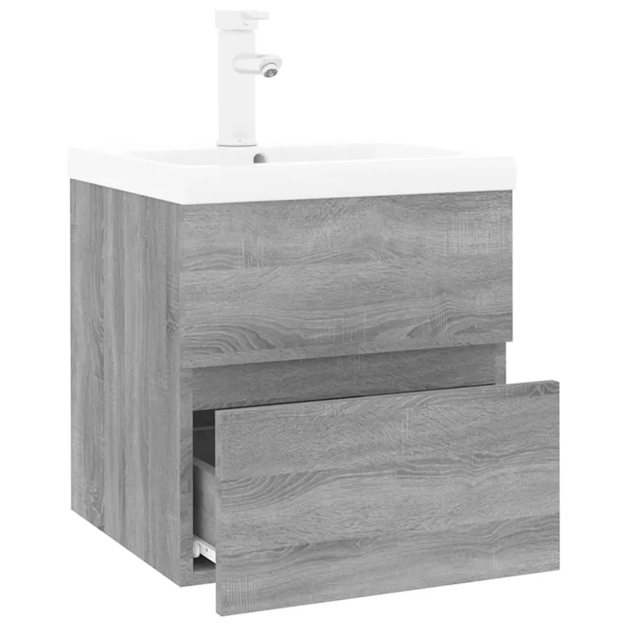 Meuble lavabo avec bassin intégré Sonoma gris Bois d'ingénierie - 3