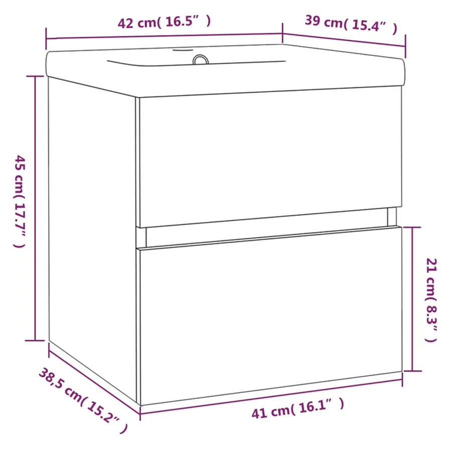 Meuble lavabo avec bassin intégré Sonoma gris Bois d'ingénierie - 6