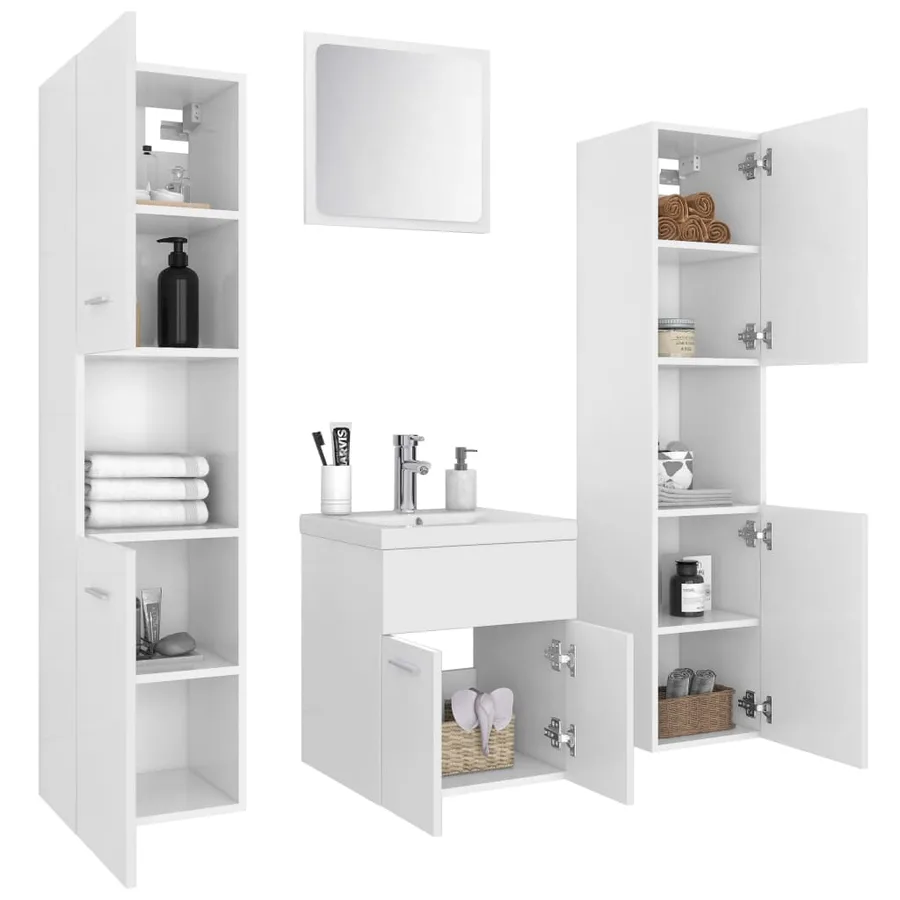 Ensemble de meubles de salle de bain Blanc Aggloméré - 3