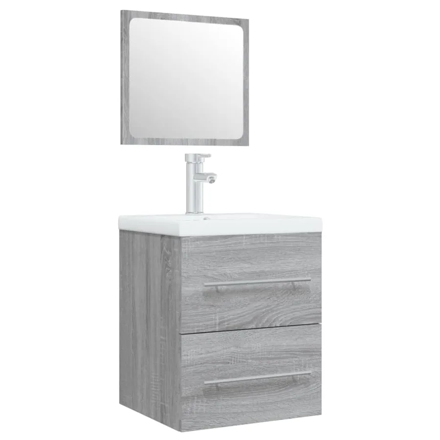 Meuble lavabo avec bassin intégré Sonoma gris Bois d'ingénierie - 2