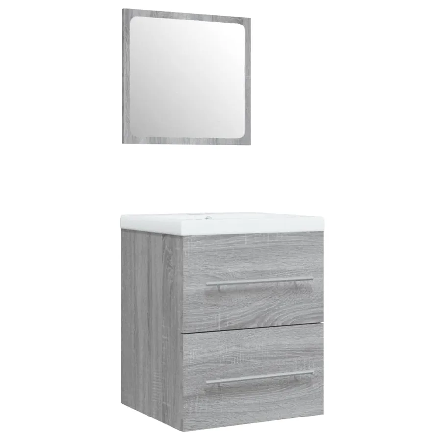 Meuble lavabo avec bassin intégré Sonoma gris Bois d'ingénierie - 4