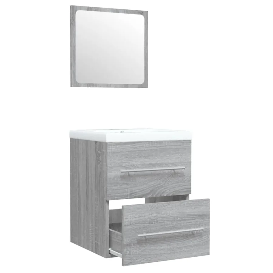 Meuble lavabo avec bassin intégré Sonoma gris Bois d'ingénierie - 5