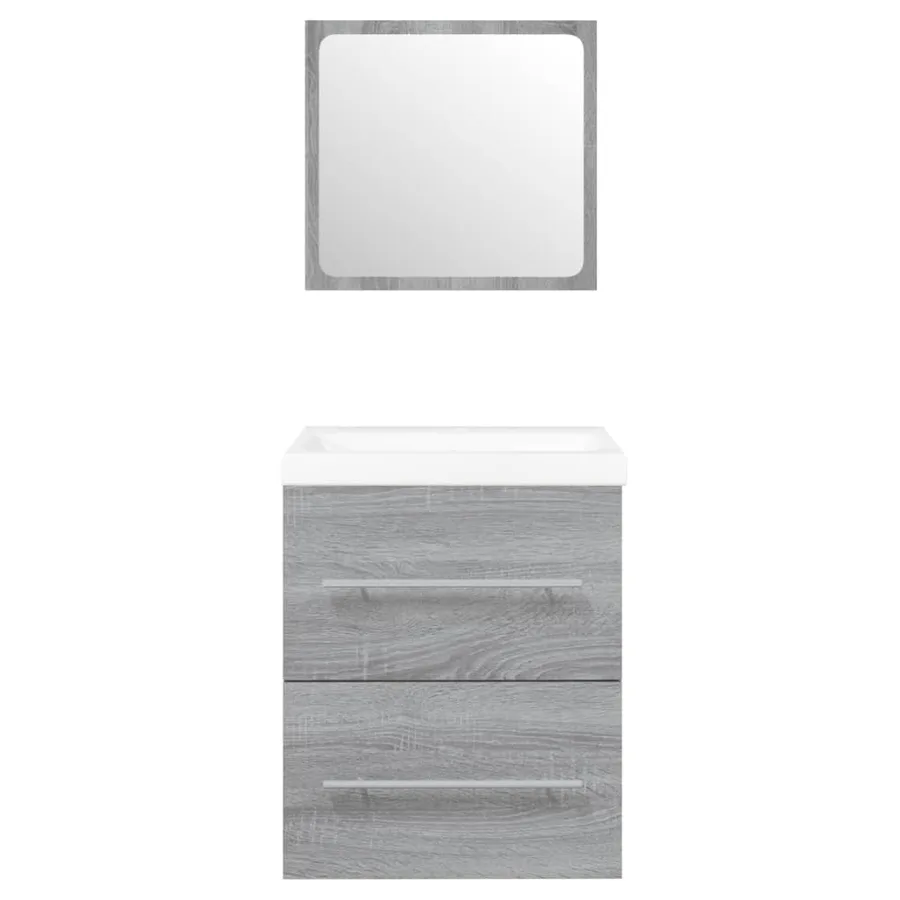 Meuble lavabo avec bassin intégré Sonoma gris Bois d'ingénierie - 6