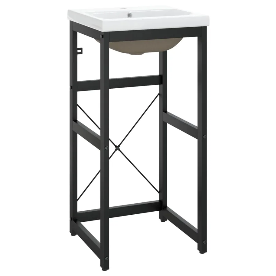 Cadre de lavabo de salle de bain vasque à encastrer Noir Fer - 2
