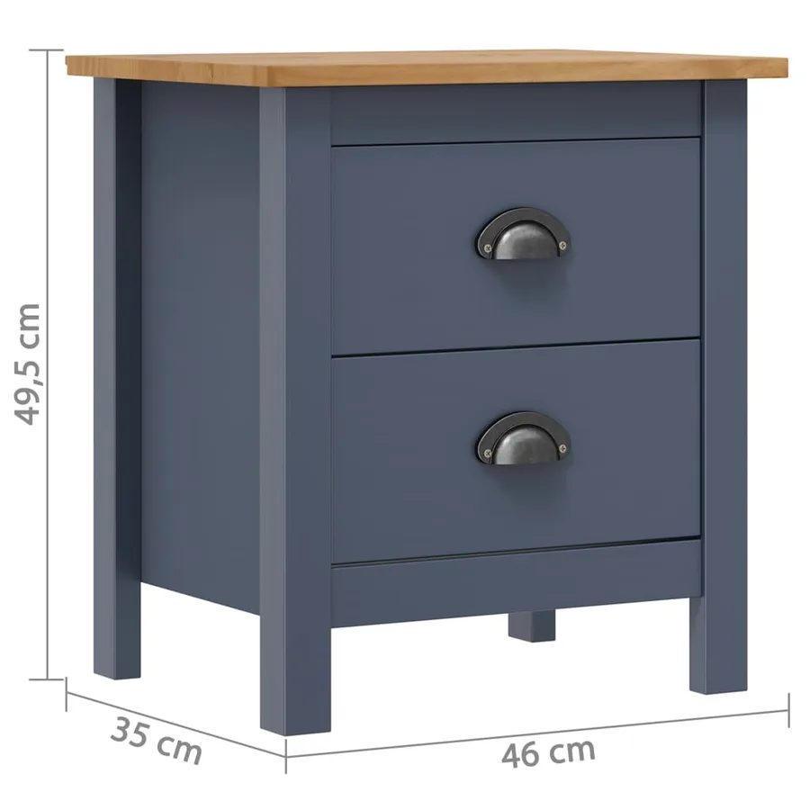 Table de chevet Hill Gris 46x35x49,5 cm Bois de pin solide - 4