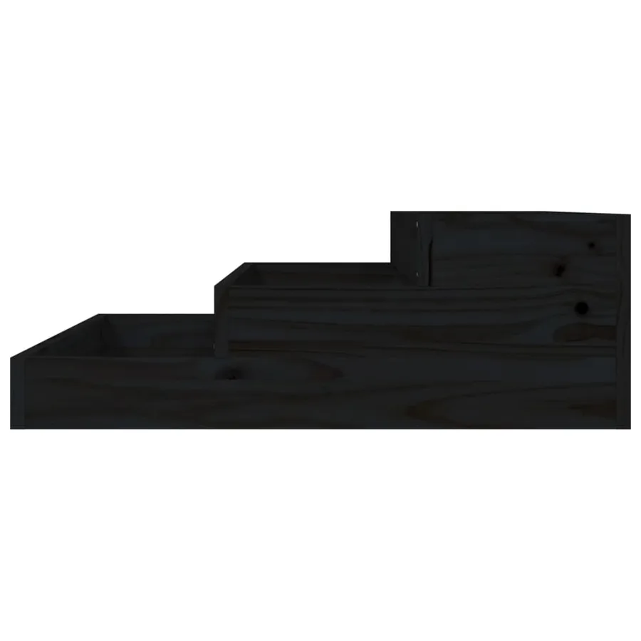 Jardinière Noir 78x78x27 cm Bois massif de pin - 5