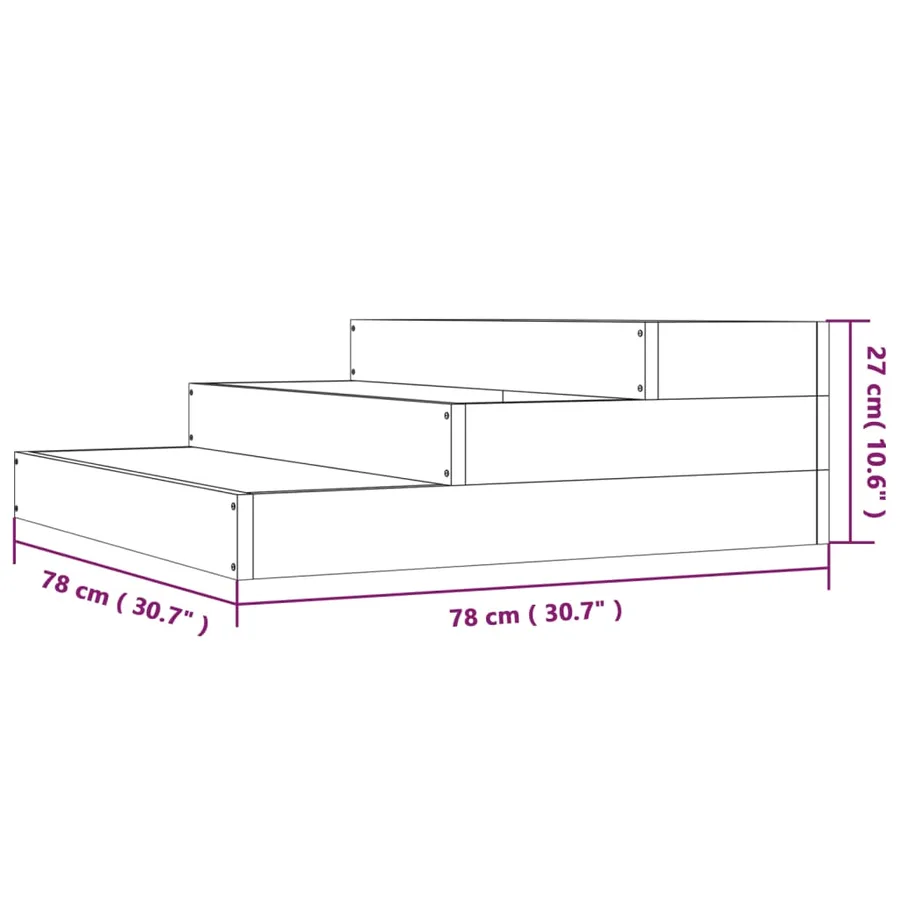 Jardinière Noir 78x78x27 cm Bois massif de pin - 7