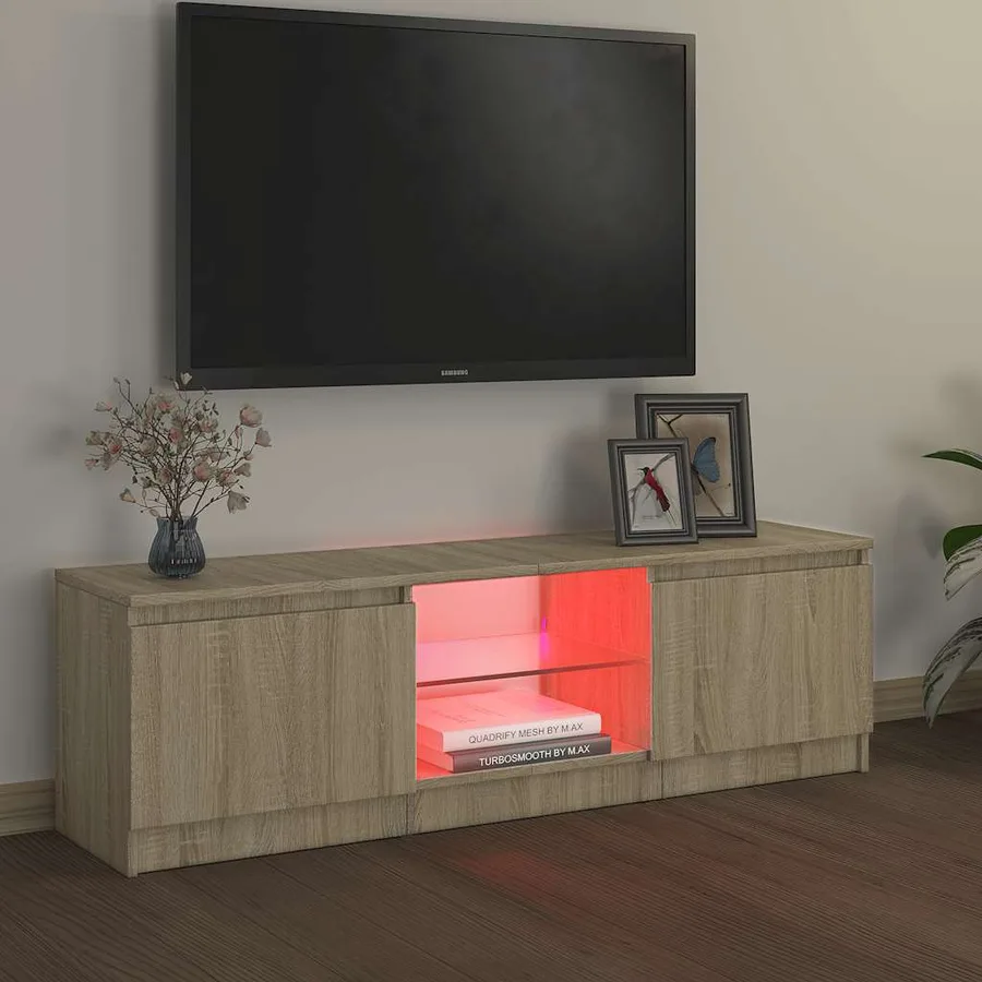 Meuble TV avec lumières LED chêne sonoma 120x30x36 cm - 3
