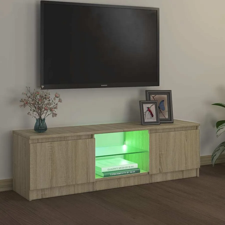 Meuble TV avec lumières LED chêne sonoma 120x30x36 cm - 4