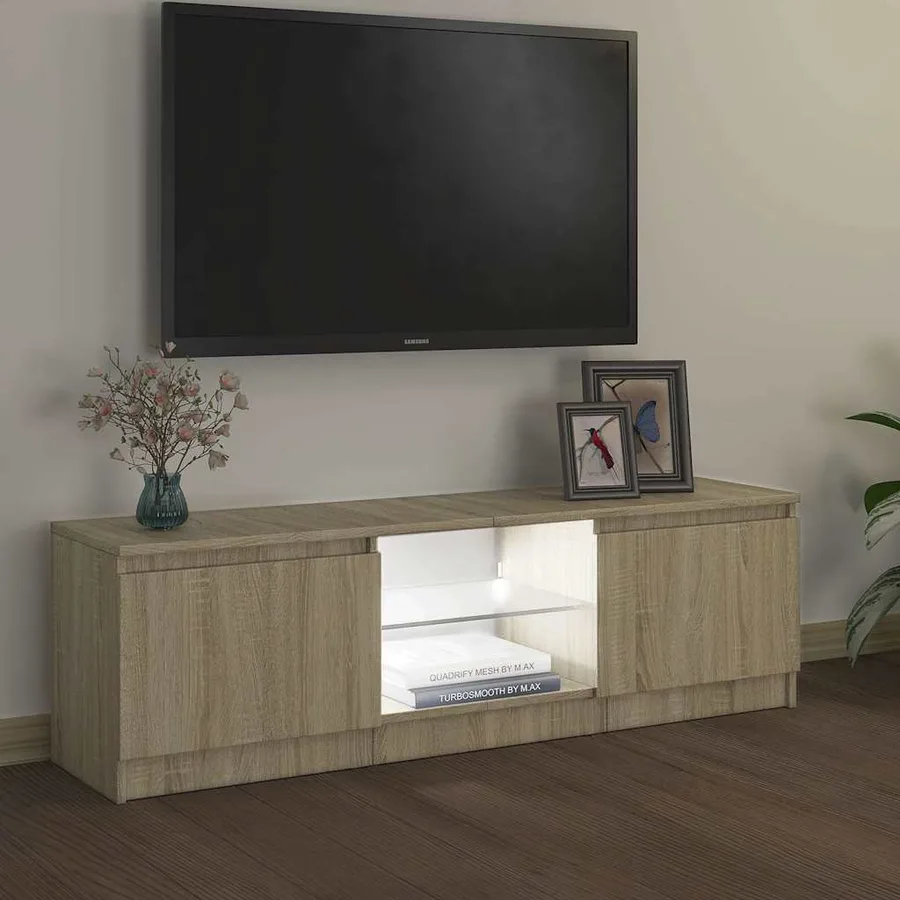 Meuble TV avec lumières LED chêne sonoma 120x30x36 cm - 5