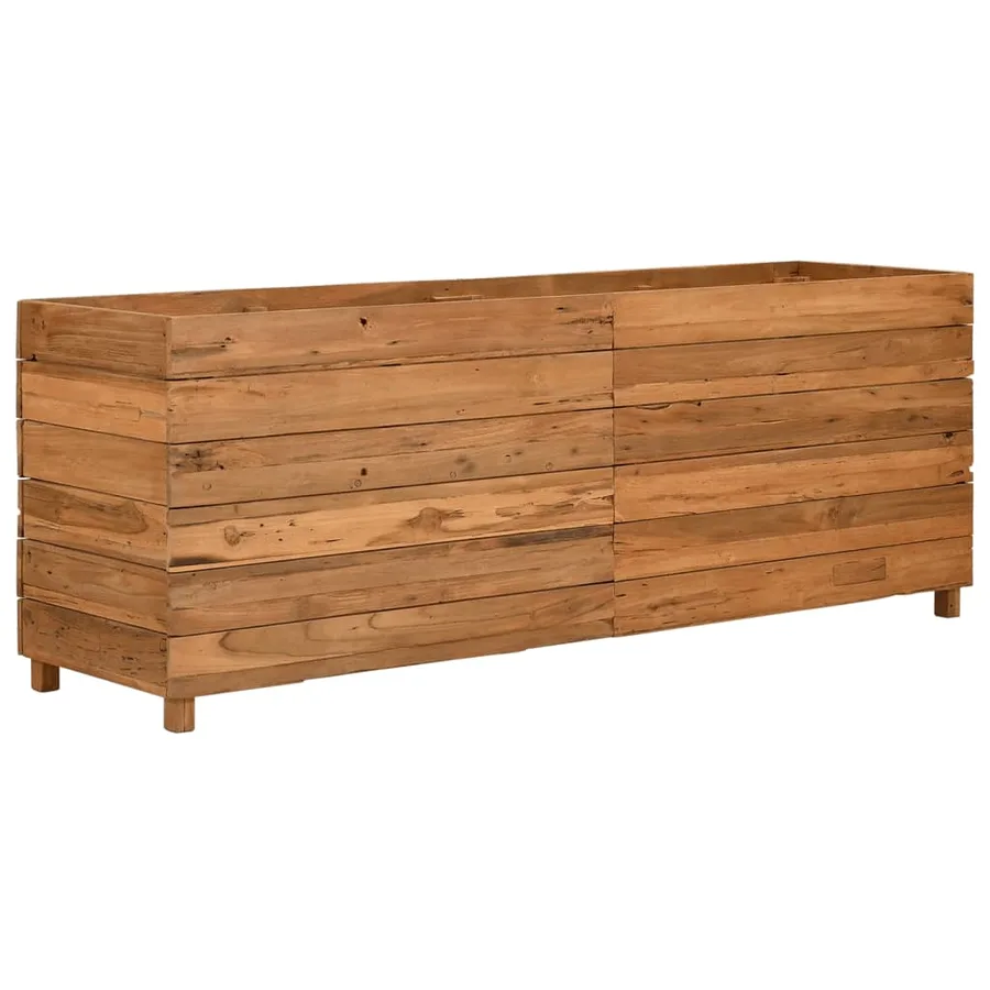 Lit surélevé 150x40x55 cm bois de teck recyclé et acier - 10