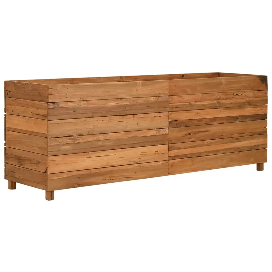 Lit surélevé 150x40x55 cm bois de teck recyclé et acier - 11