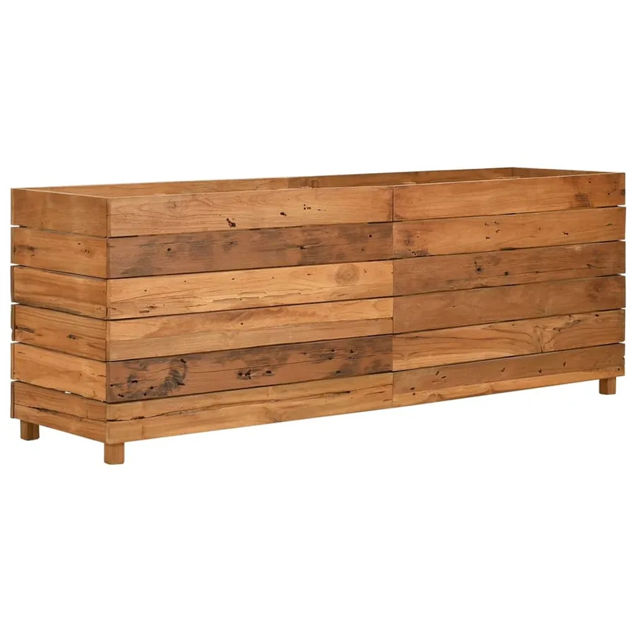 Lit surélevé 150x40x55 cm bois de teck recyclé et acier - 12