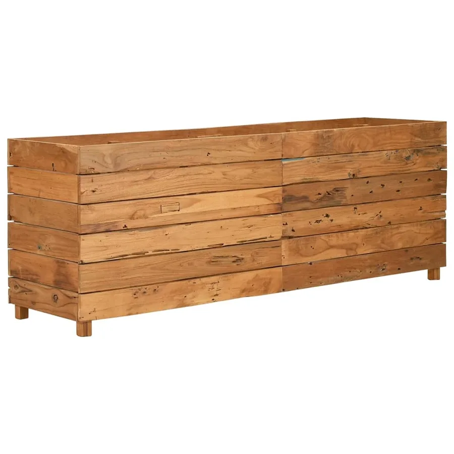 Lit surélevé 150x40x55 cm bois de teck recyclé et acier - 2