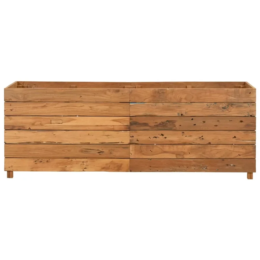 Lit surélevé 150x40x55 cm bois de teck recyclé et acier - 3