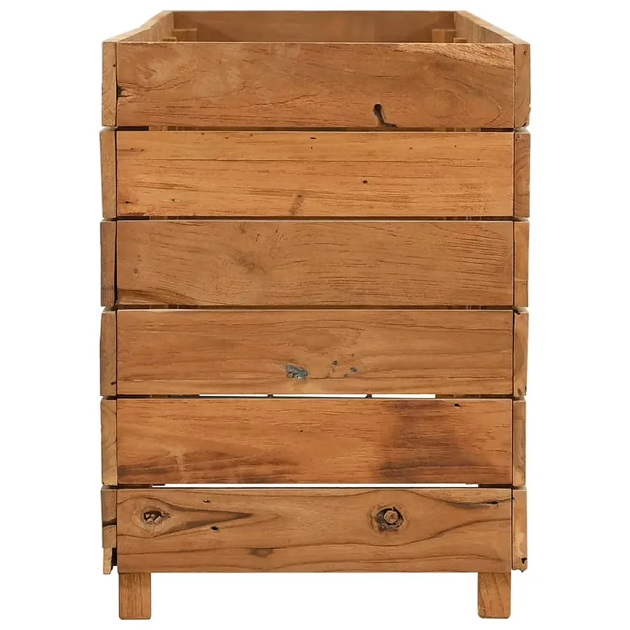 Lit surélevé 150x40x55 cm bois de teck recyclé et acier - 4