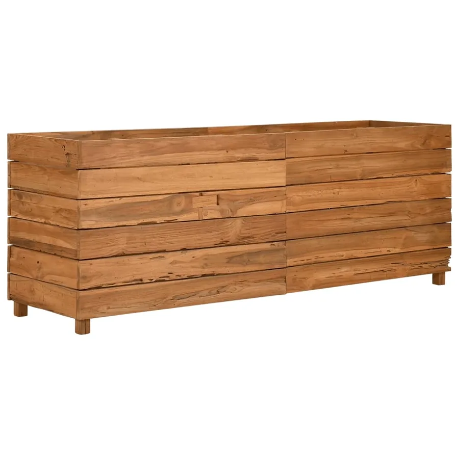 Lit surélevé 150x40x55 cm bois de teck recyclé et acier - 9