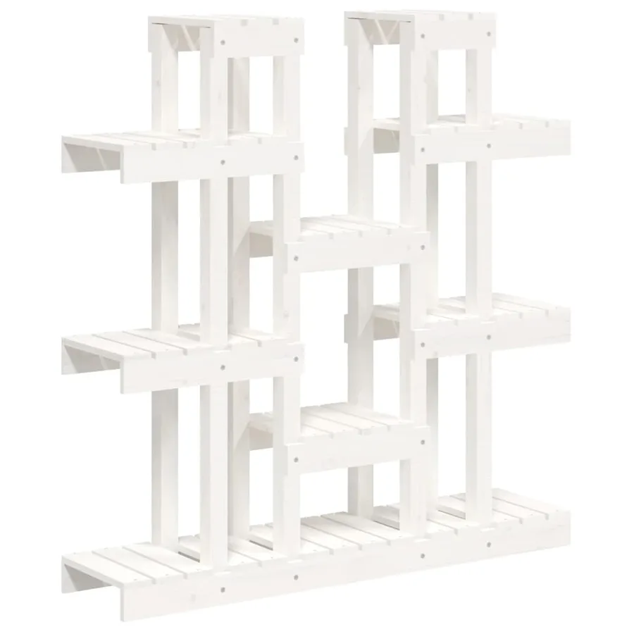 Support à plantes Blanc 104,5x25x109,5 cm Bois massif de pin - 2