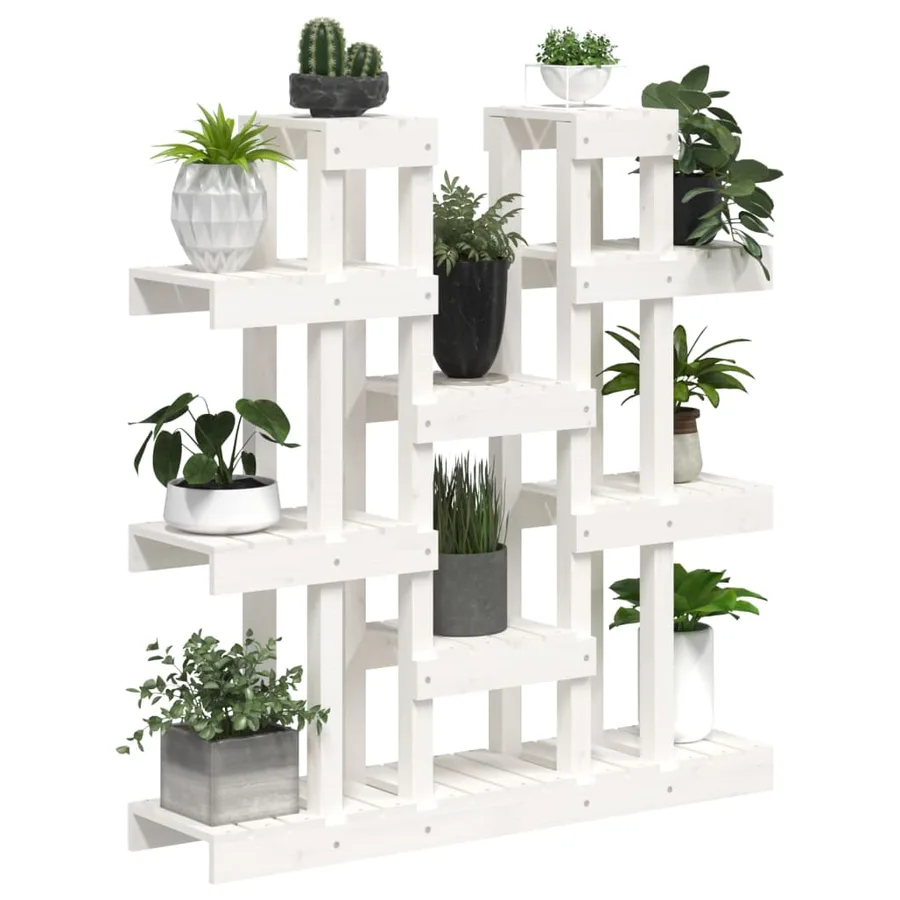 Support à plantes Blanc 104,5x25x109,5 cm Bois massif de pin - 4