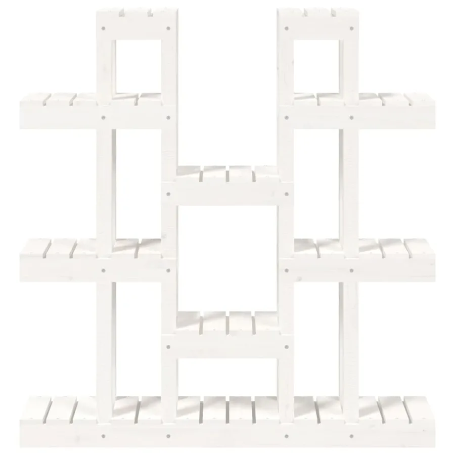 Support à plantes Blanc 104,5x25x109,5 cm Bois massif de pin - 5