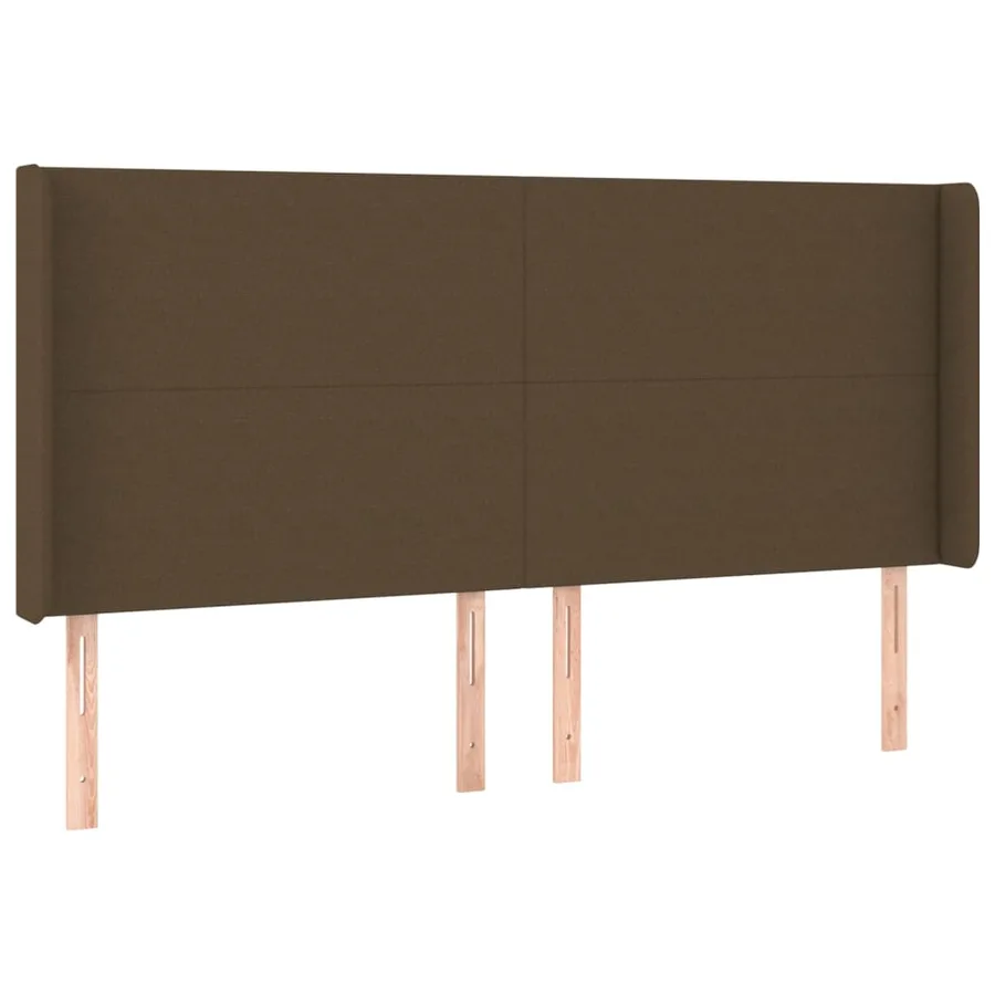 Tête de lit avec oreilles Marron foncé 203x16x118/128 cm Tissu - 2