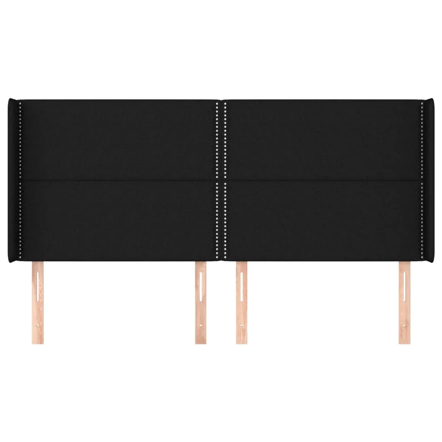 Tête de lit avec oreilles Noir 183x16x118/128 cm Tissu - 3
