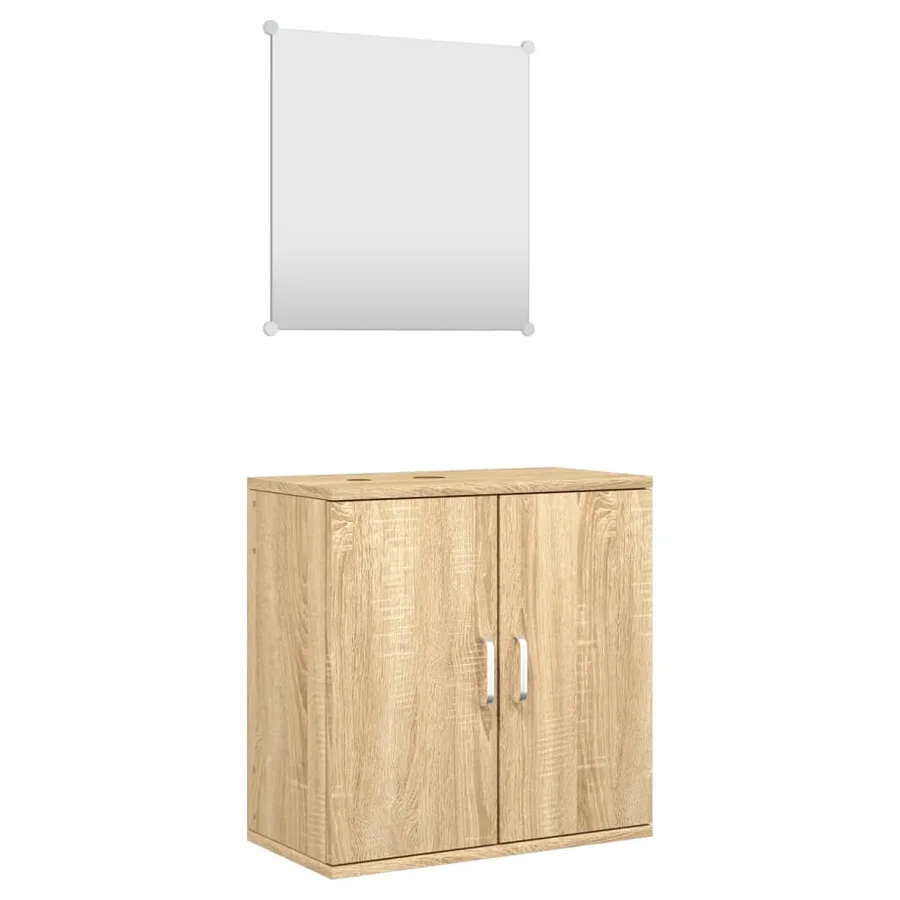 Ensemble de meubles salle de bain 2 pcs chêne bois d'ingénierie - 2