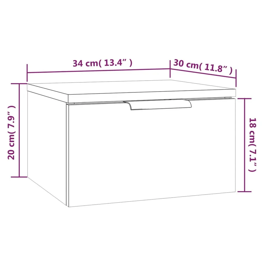 Tables de chevet murales 2 pcs Sonoma gris 34x30x20 cm - 12