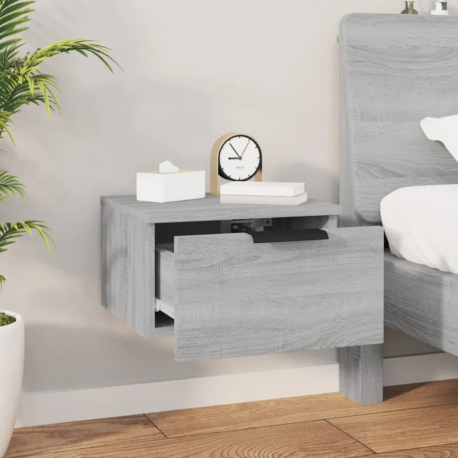 Tables de chevet murales 2 pcs Sonoma gris 34x30x20 cm - 4