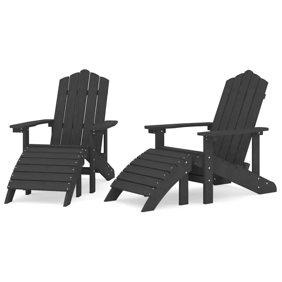 Chaises Adirondack lot de 2 avec repose-pieds PEHD Anthracite - 2