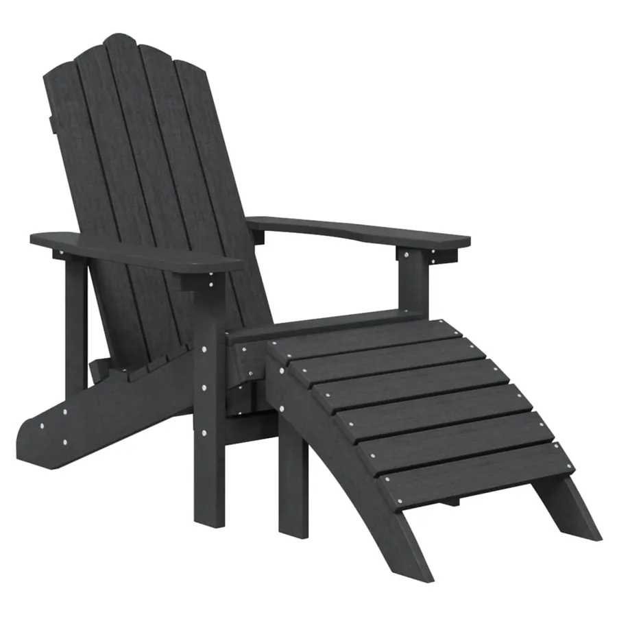 Chaises Adirondack lot de 2 avec repose-pieds PEHD Anthracite - 3