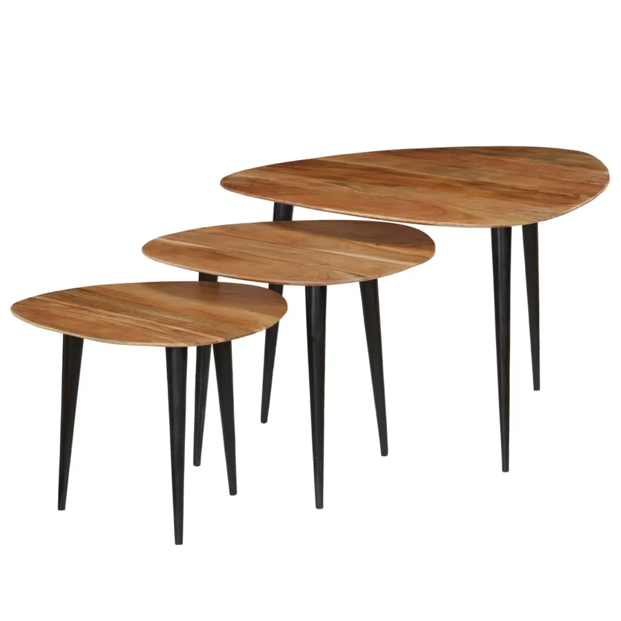 Tables basses 3 pcs Bois d'acacia massif - 3