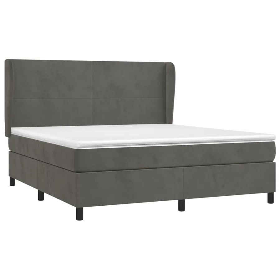 Sommier à lattes de lit et matelas Gris foncé 180x200cm Velours - 3
