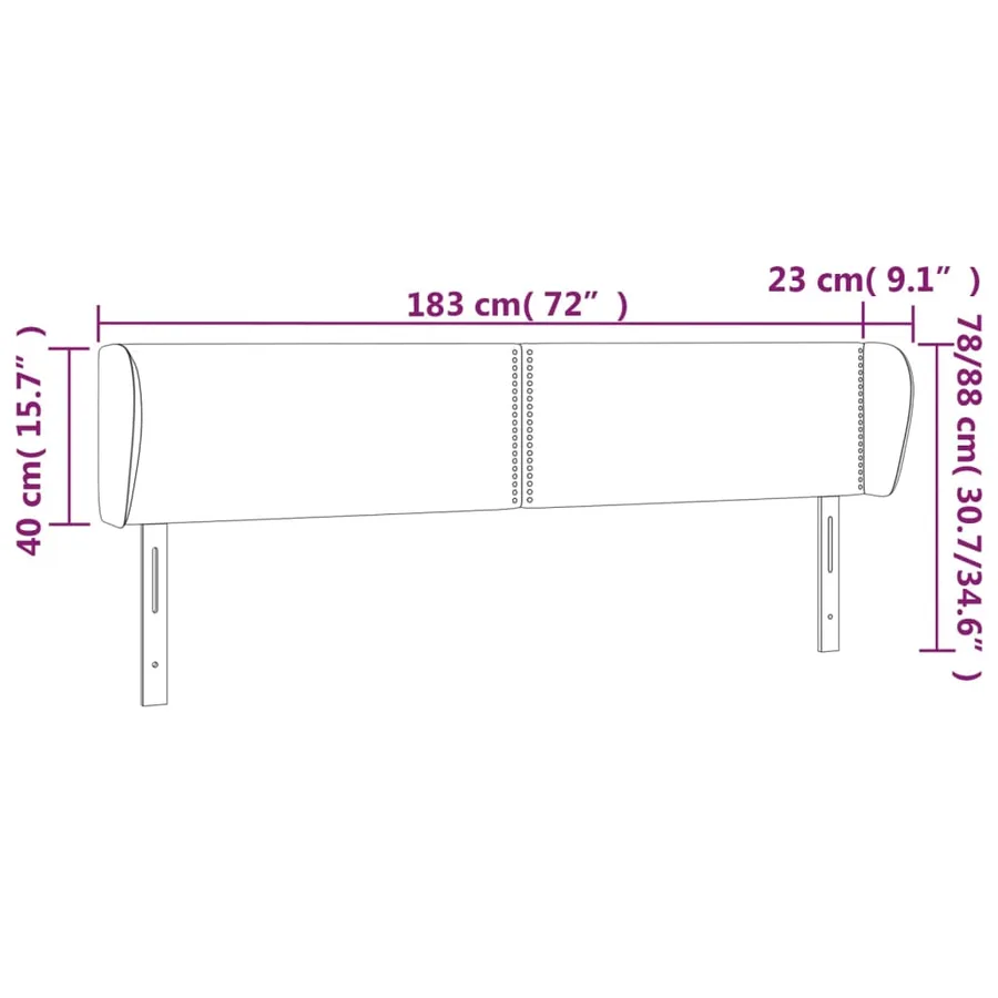 Tête de lit avec oreilles Gris clair 183x23x78/88 cm Tissu - 9