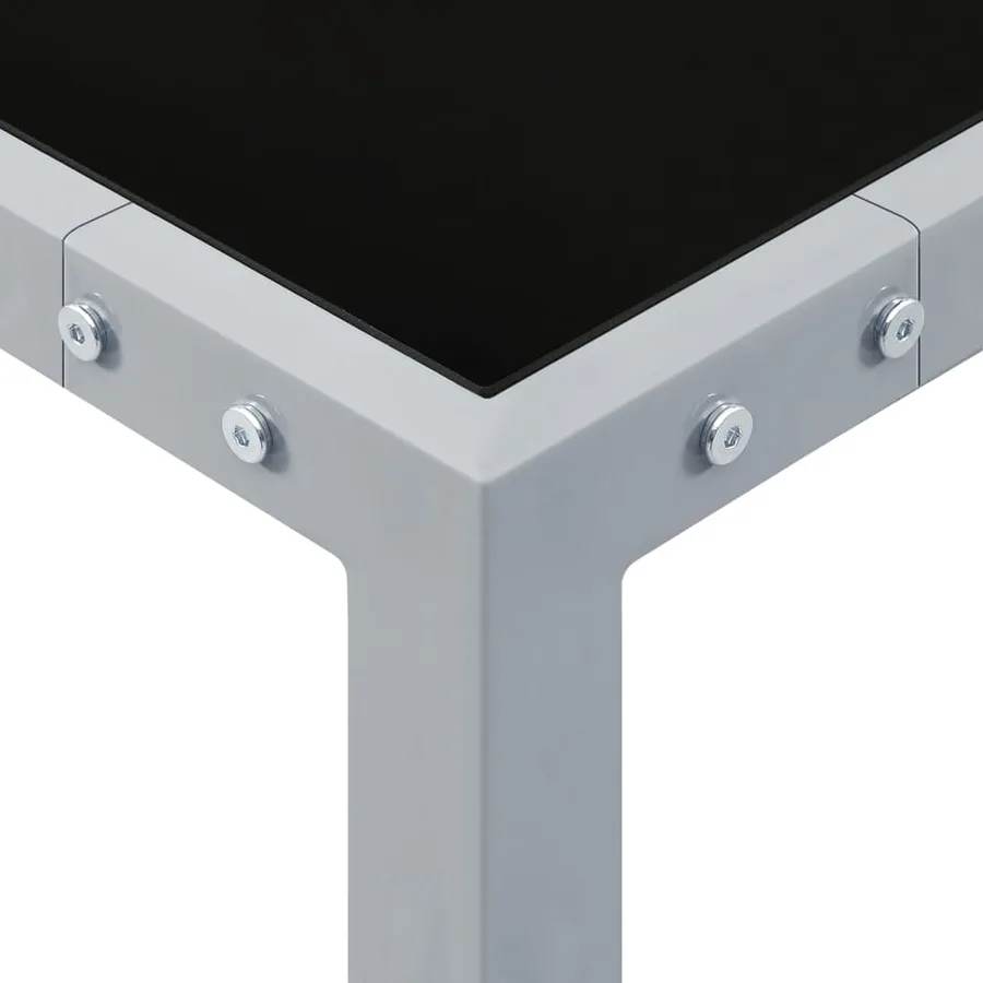 Table de jardin 130x130x72 cm Gris Acier et verre - 3