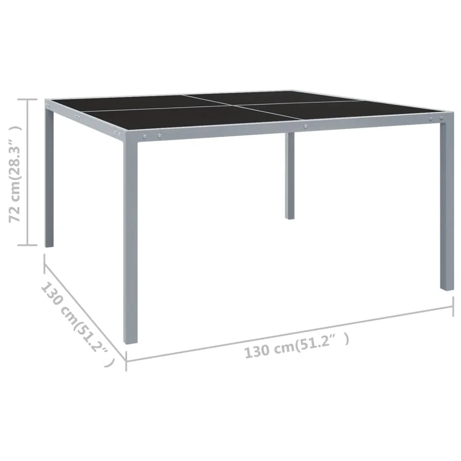 Table de jardin 130x130x72 cm Gris Acier et verre - 5