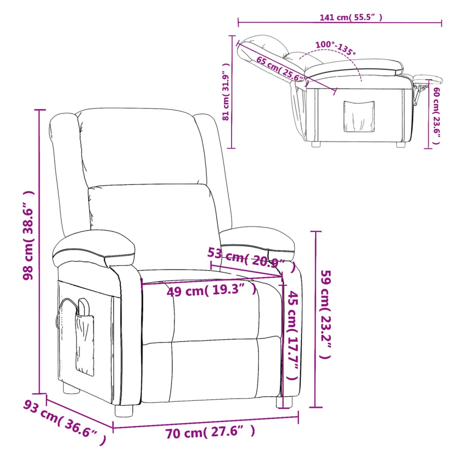 Fauteuil de massage Marron Similicuir - 11