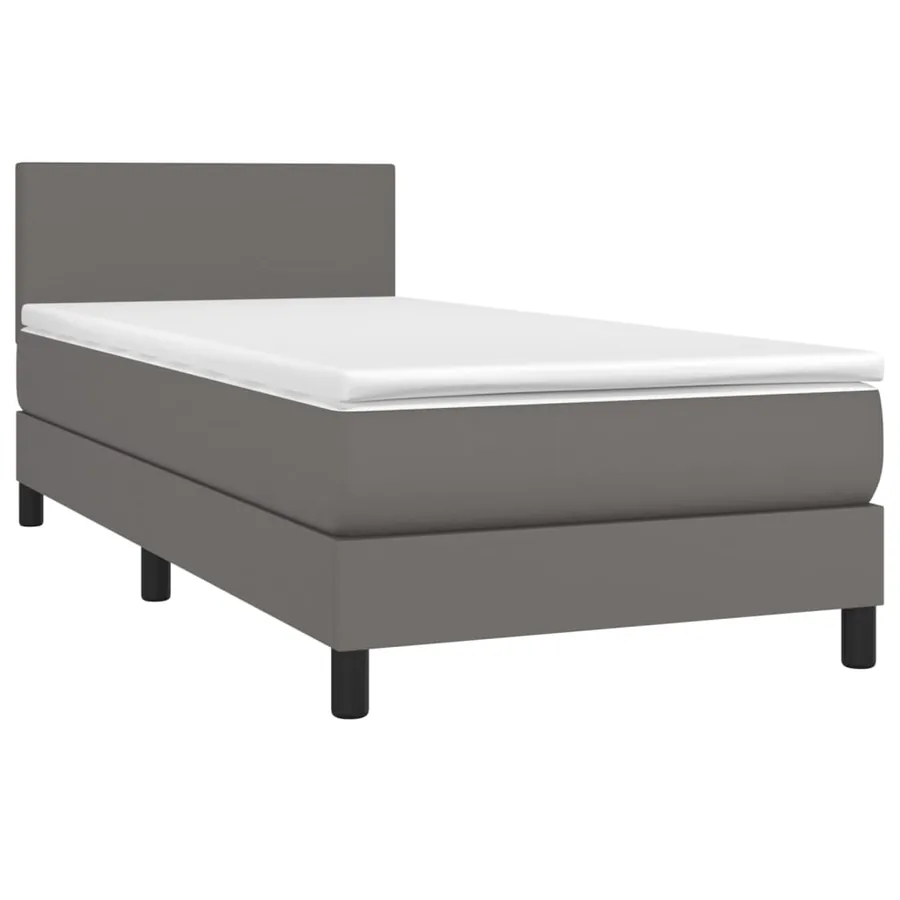 Sommier à lattes de lit avec matelas Gris 90x190 cm Similicuir - 3
