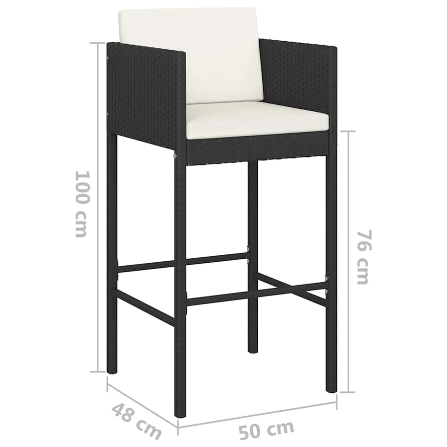 Ensemble de bar de jardin 5 pcs et coussins Résine tressée Noir - 8