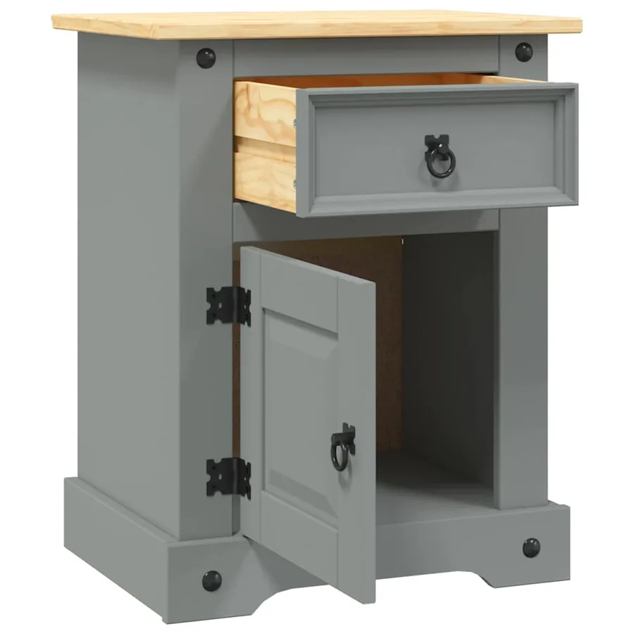 Table de chevet Gamme Corona pin mexicain Gris 53x39x67 cm - 6
