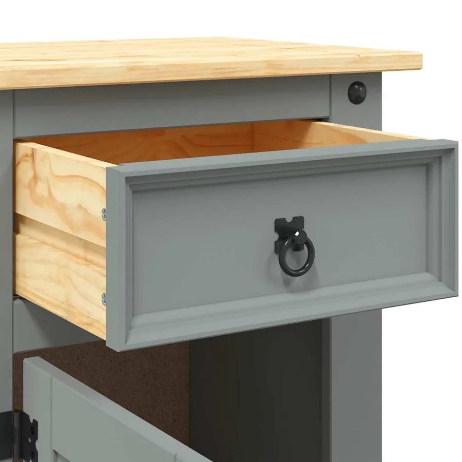 Table de chevet Gamme Corona pin mexicain Gris 53x39x67 cm - 7