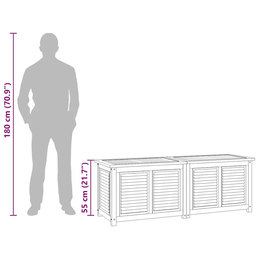 Boîte de rangement jardin et sac 150x50x55 cm bois massif teck - 10
