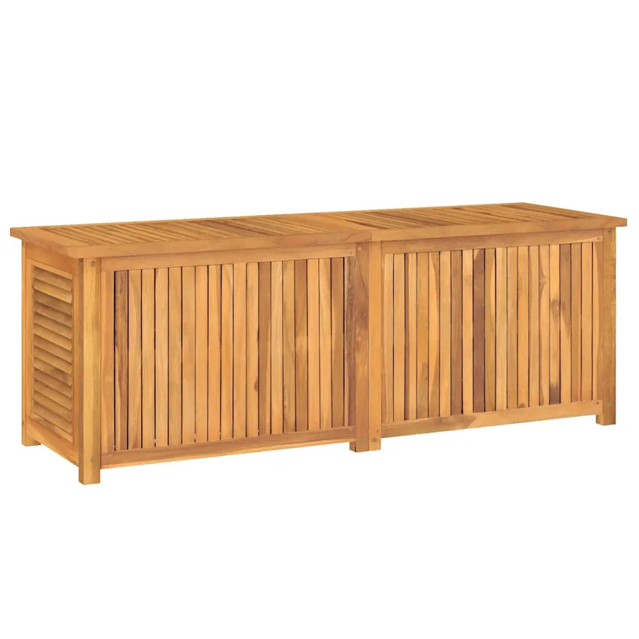 Boîte de rangement jardin et sac 150x50x55 cm bois massif teck - 7