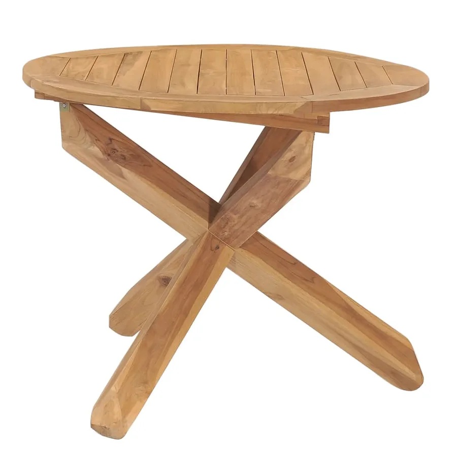 Table à dîner de jardin Ø90x75 cm Bois de teck massif - 3
