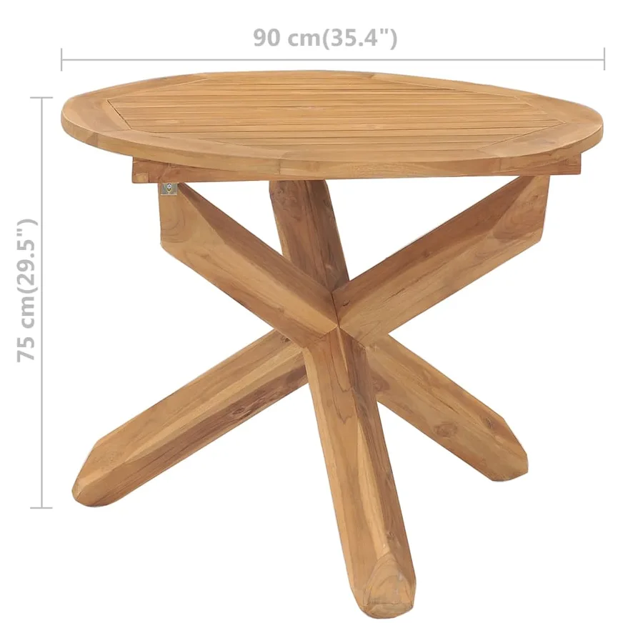 Table à dîner de jardin Ø90x75 cm Bois de teck massif - 6