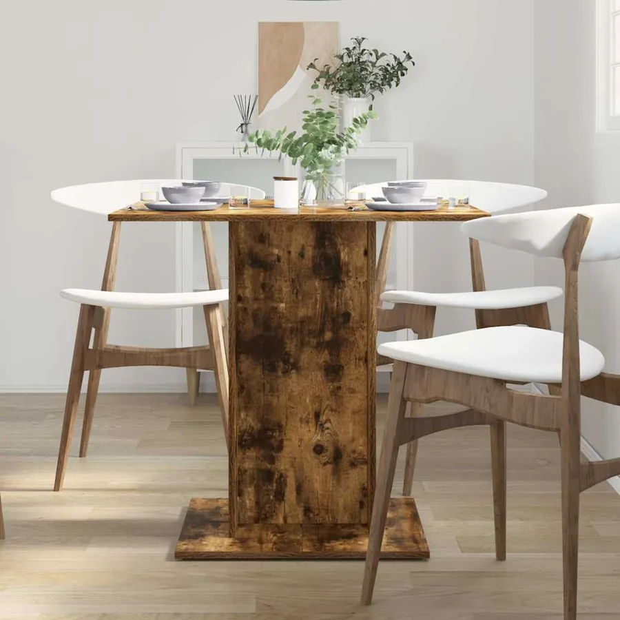 Table à dîner Chêne fumé 80x80x75 cm Bois d'ingénierie - 3