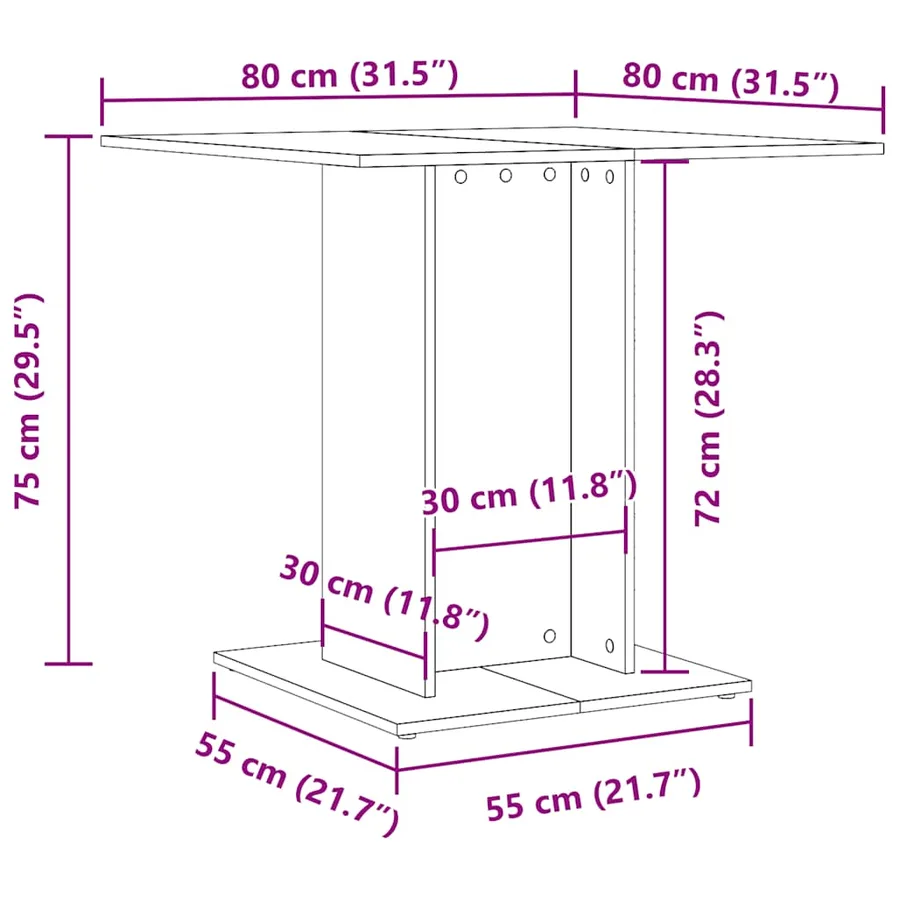 Table à dîner Chêne fumé 80x80x75 cm Bois d'ingénierie - 8